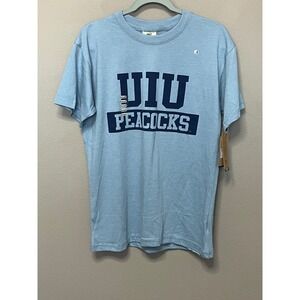 Upper Iowa Womens Small T Shirt Light Blue UIU Peacocks Graphic Tee